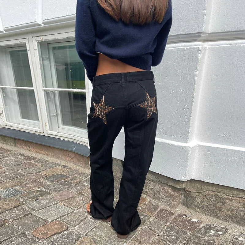 LIZAKOSHT  -  Street Start Print Women Jeans Fashion Loose High Waist Zippers Button Pocket Female Pants Spring Summer Lady Bottoms New