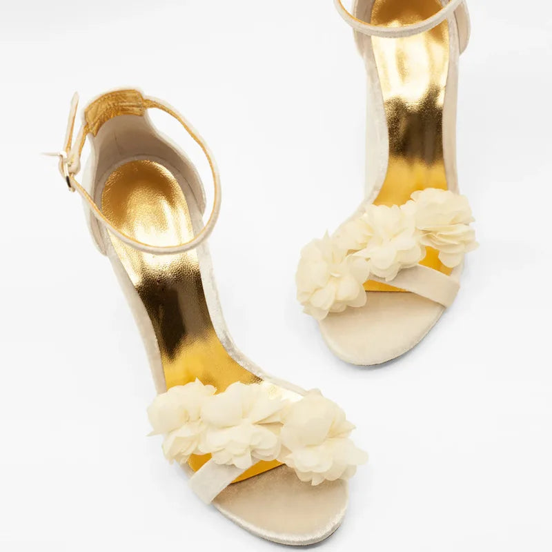 LIZAKOSHT  -  Fashion Floral Sandals High Heels Shoes Women Wedding Party Shoes
