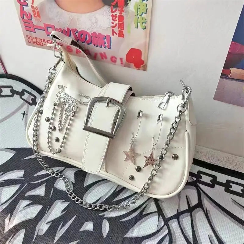 LIZAKOSHT  -  Fairy Grunge New Trendy Chain Star Hottie Cool Shoulder Crossbody Bag Korean Fashion Y2K  Punk Vintage Purses and Handbags