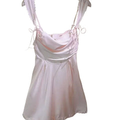 LIZAKOSHT  -  French Nightwear Lace Backless Nightdress Ice Silk Sexy Lingerie Suspender Pajamas Women's Loungewear Nightgowns with Chest Pad
