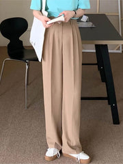 Lizakosht Women's Solid Color Straight Suit Pants New Spring Summer Office Lady Eleagnt Trousers（155-165cm）