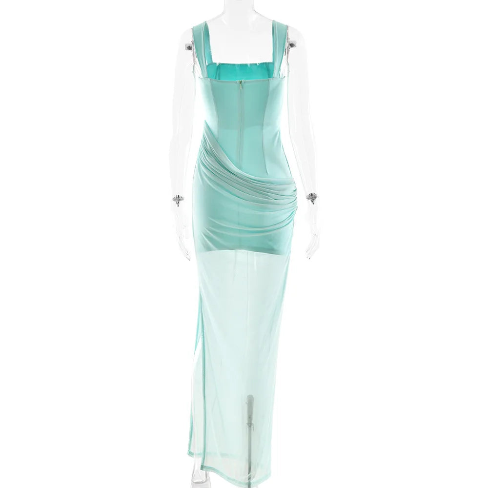 LIZAKOSHT  -  Sexy Bal Pleated Slim Fit Dr Women's High Waist Svel Gown Ciwalk Faion European Sle No Brand
