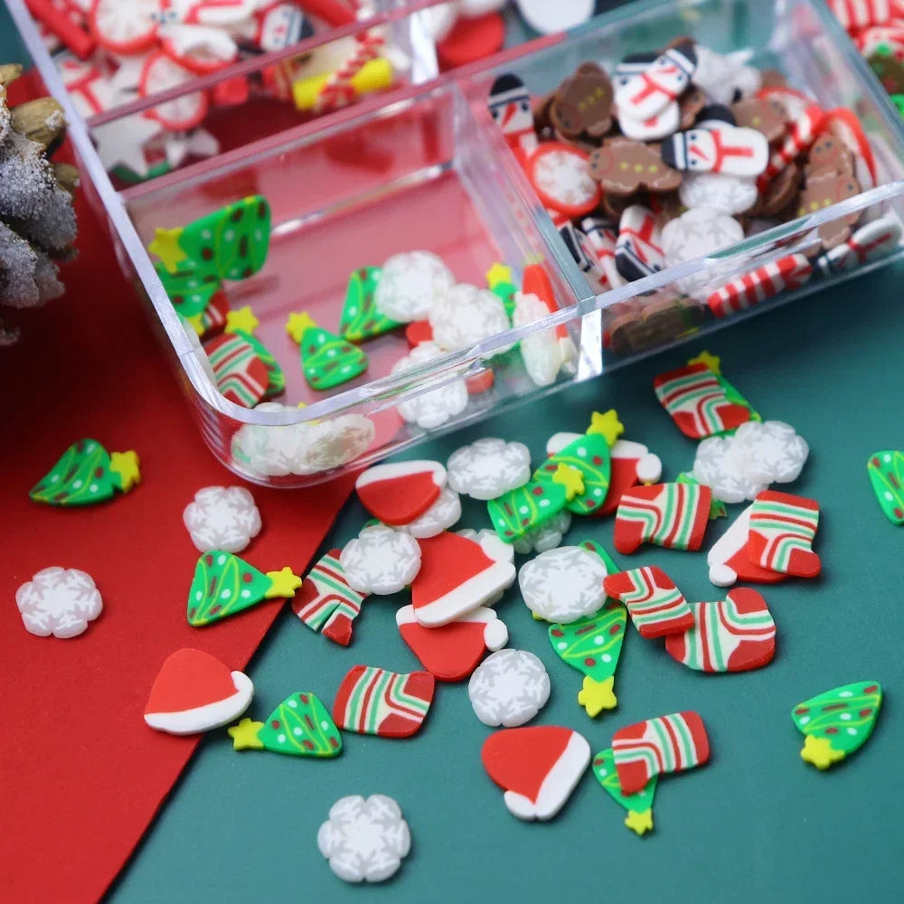 Mixed Christmas Polymer Clay Slices Sprinkles Resin Mold Filler Snowman Gingerbread Flake DIY Resin Jewelry Crafts For Gift Toys