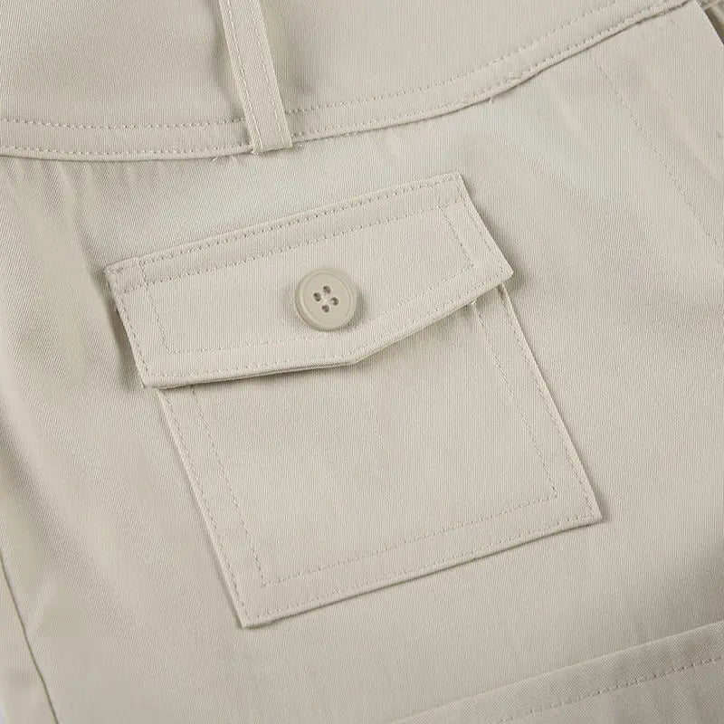 LIZAKOSHT  -  American Retro Button Pocket Tooling Shorts Women Waist Hot Casual Pants