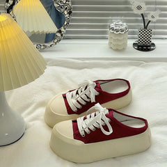 LIZAKOSHT  -  Shoes Women Female Slippers Cover Toe Platform Slides Loafers Soft 2024 Summer Fabric Canvas House Slippers Platform Shoes Woman