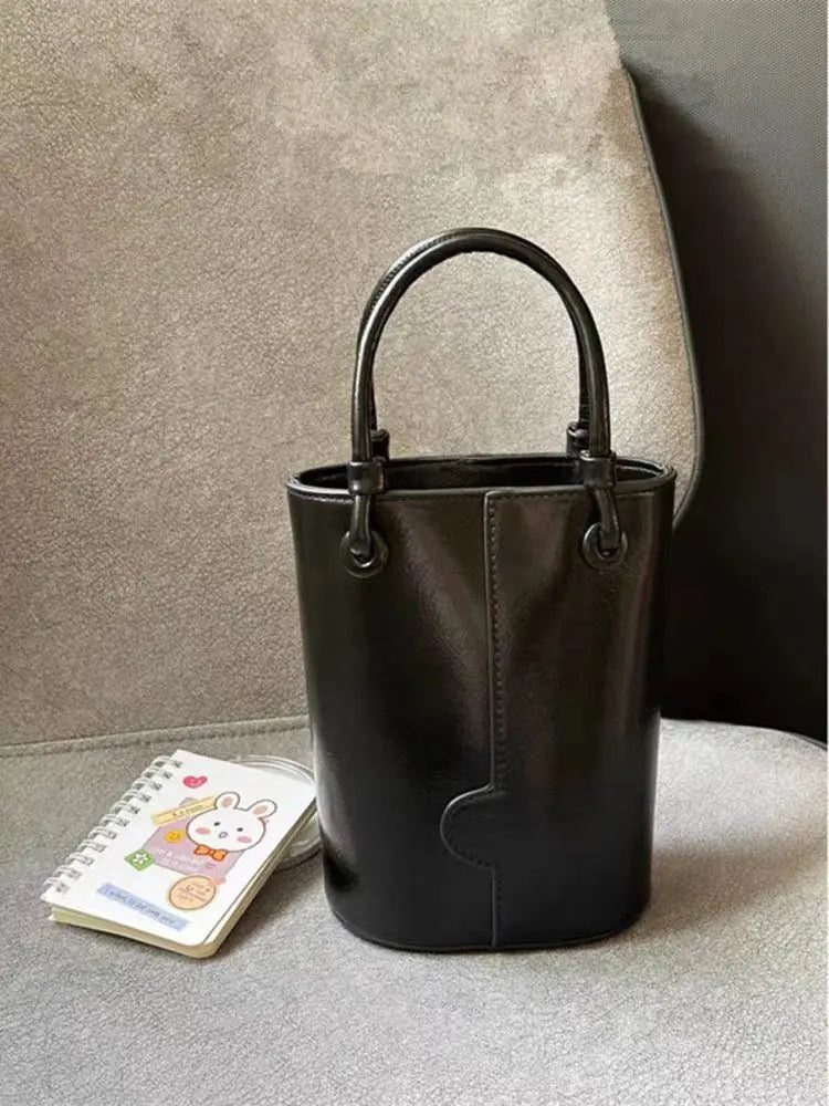 LIZAKOSHT  -  Office Lady PU Elegant Red Shoulder Bags Women Bucket Bag Fashion Commuter Solid Color Tote Bag Classic Bolsos All-match