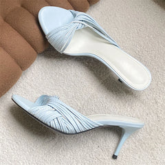 LIZAKOSHT  -  Sexy Thin High Heels Open Toe Women Slippers Summer Designer Narrow Band Coiling Party Dress Slide Shoes
