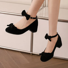 LIZAKOSHT  -  Shallow Mouth Slip On Woman Sexy High Heels Shoes Lace-Up Chunky Sandals Branded Pumps Footwear Round Toe Slip-On Crossdressers