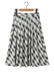 LIZAKOSHT Gingham Printed Vintage Women Skirt Pleated Midi New Autumn Winter Skirt Falda Mujer England Style Plaid Skirt