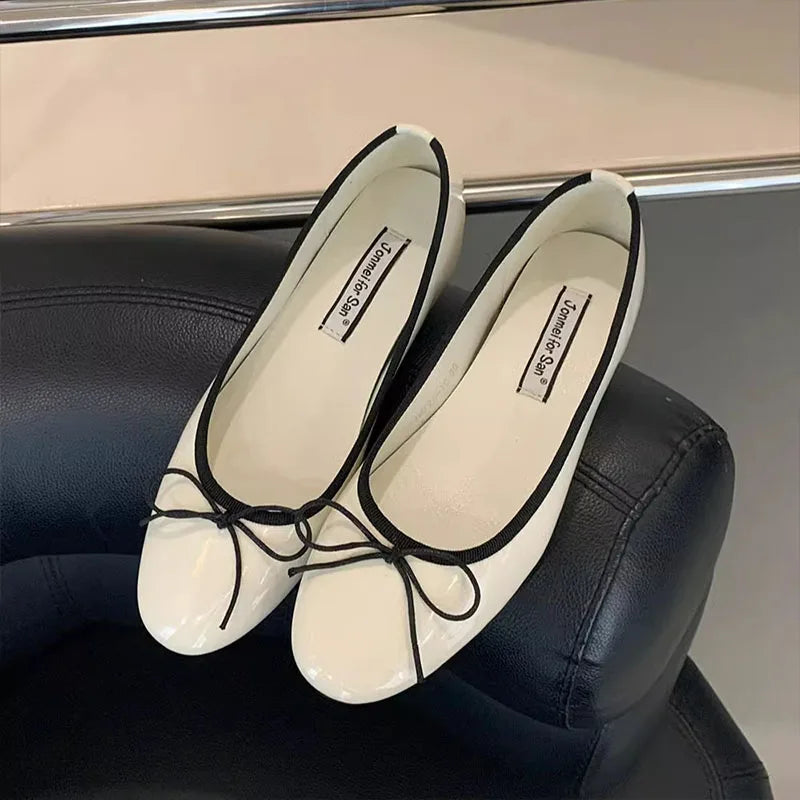 LIZAKOSHT  -  Fashion Round Toe Flats Ballet Shoes Wedges Low Heels Design Shallow Ballerina 2025 Spring Loafers Soft Moccasin Bow Shoes Mujer