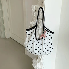 LIZAKOSHT  -  Fashion Wave Dot Shoulder Bag Versatile Large Capacity Commuter Tote Bags Casual Cotton Handbag