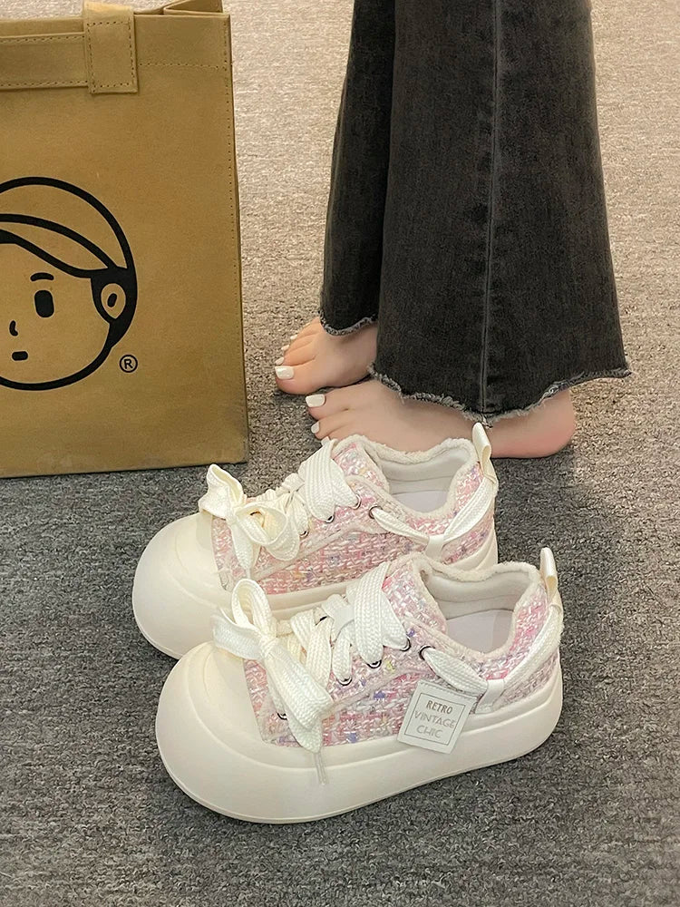 LIZAKOSHT  -  Small White Shoes Wedge Basket 2024 Casual Female Sneakers Clogs Platform Designer Brand Luxury Women All-Match Sports Creepers