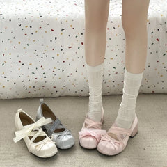 LIZAKOSHT  -  Lace Cross Strap Women Mary Jane Shoes Fashion Sweet Butterfly-knot Thick Heel Shoes Spring Autumn Ladies Elegant Dress Pumps