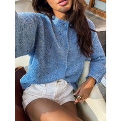 LIZAKOSHT  -  Clothes Autumn Women's Color Polka Dot Splicing Pullover Knitted Sweater