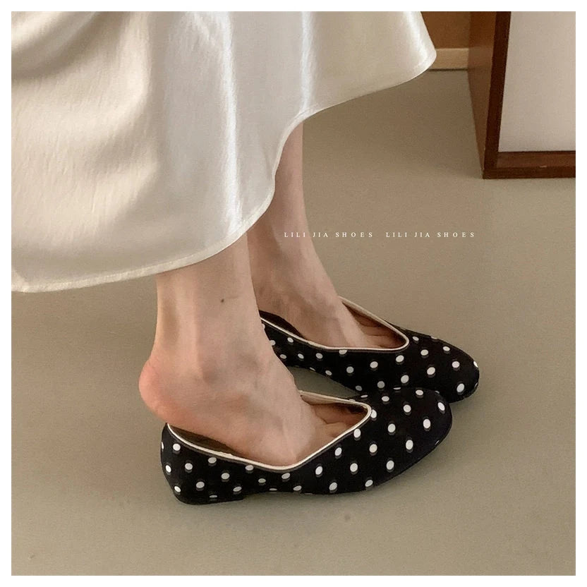 LIZAKOSHT  -  New Spring Flats Shoes Women Fashion Round Toe Polka Dot Slip On Mary Jane Flat Ballet Shoes Soft Ballerina Casual Loafers