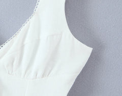 LIZAKOSHT  -  Sexy White V neck Low Ruched Bra Chest Tank Tops Women Tie Bow Sashes Zipper Back Crop Tank Girl Tee