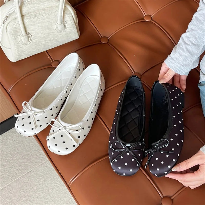 LIZAKOSHT  -  New Design Polka Dot Butterfly-kont Flats Heels Women Sandals Fashion Round Toe Daily Banquet Party Shoes
