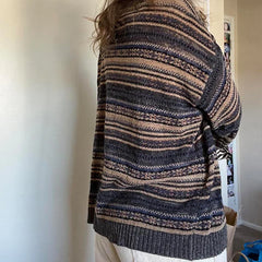 LIZAKOSHT  -  00s Cottage Grunge Striped Knitted Sweater Autumn O Neck Long Sleeve Knitwears Preppy Style Vintage Y2K Baggy Pullovers Women