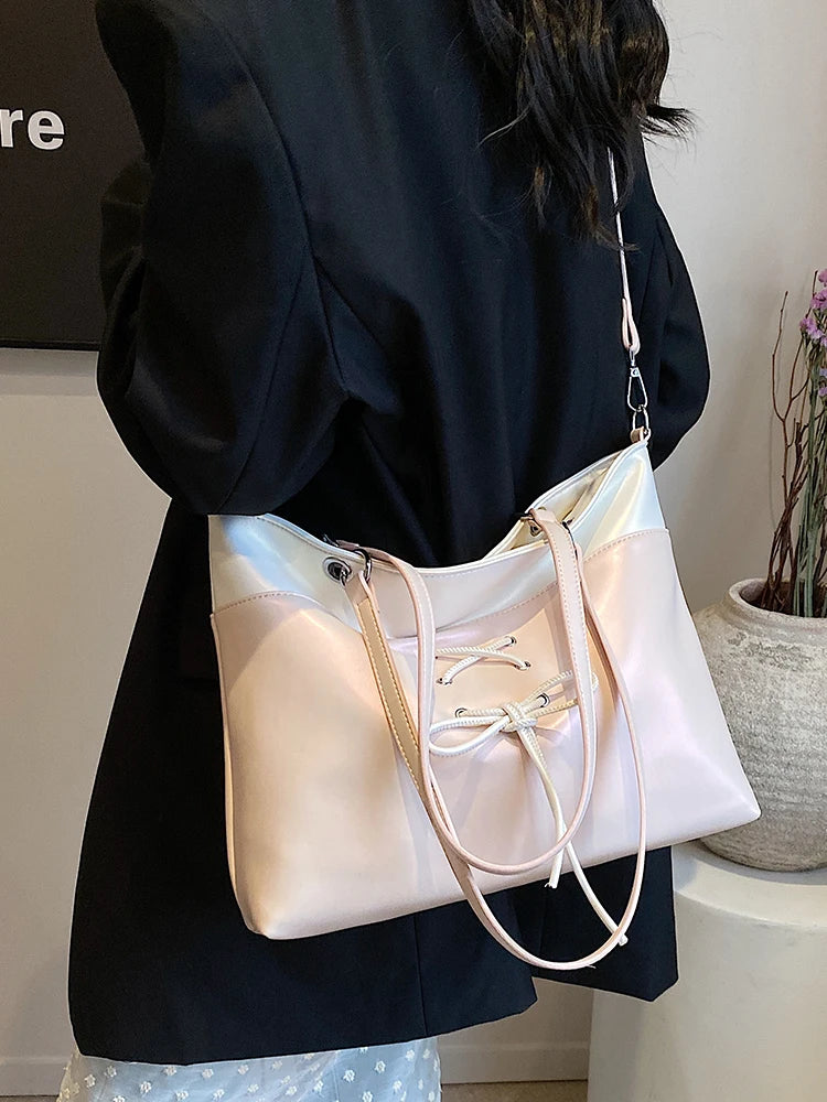 LIZAKOSHT  -  Bow Tie Designer Big Capacity Tote Shouler Crossbody Bags for Women Handbags Purses 2024 New Vintage Ladies Shopping Travel Bags