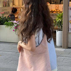 LIZAKOSHT  -  Pink Soft Leather Brief Solid Color Casual Large Capacity Handbag Tote Bags Women Commute Shoulder Bag