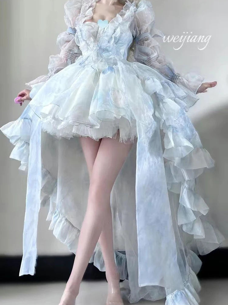 LIZAKOSHT  -  French Lolita Tube Top Vest Dress Women 2025 Summer New Sweet Girl Style High Waist Slimming Kawaii Fairy Lolita Princess Dress