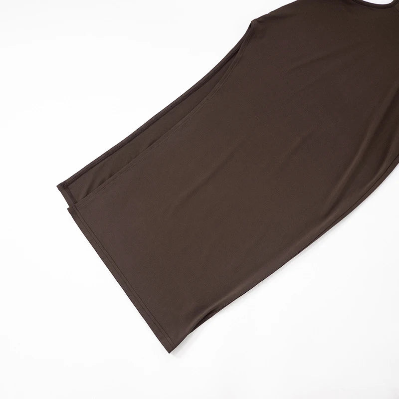 LIZAKOSHT  -  High Collar Hollow Out Solid Color Long-sleeved Bodycon Slim Dresses Sexy Split Skinny Elegant Club Maxi Vestidos