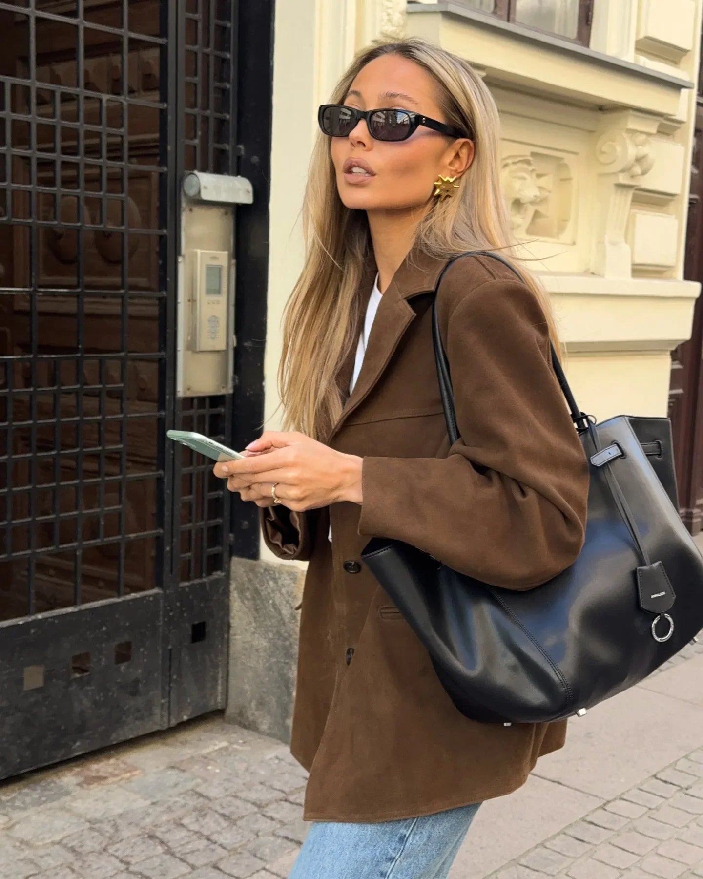 LIZAKOSHT  -  Women Vintage Loose Brown Suede Jacket Fashion Lapel Long Sleeves Single Breasted Coat Spring Autumn Female Street Outerwear