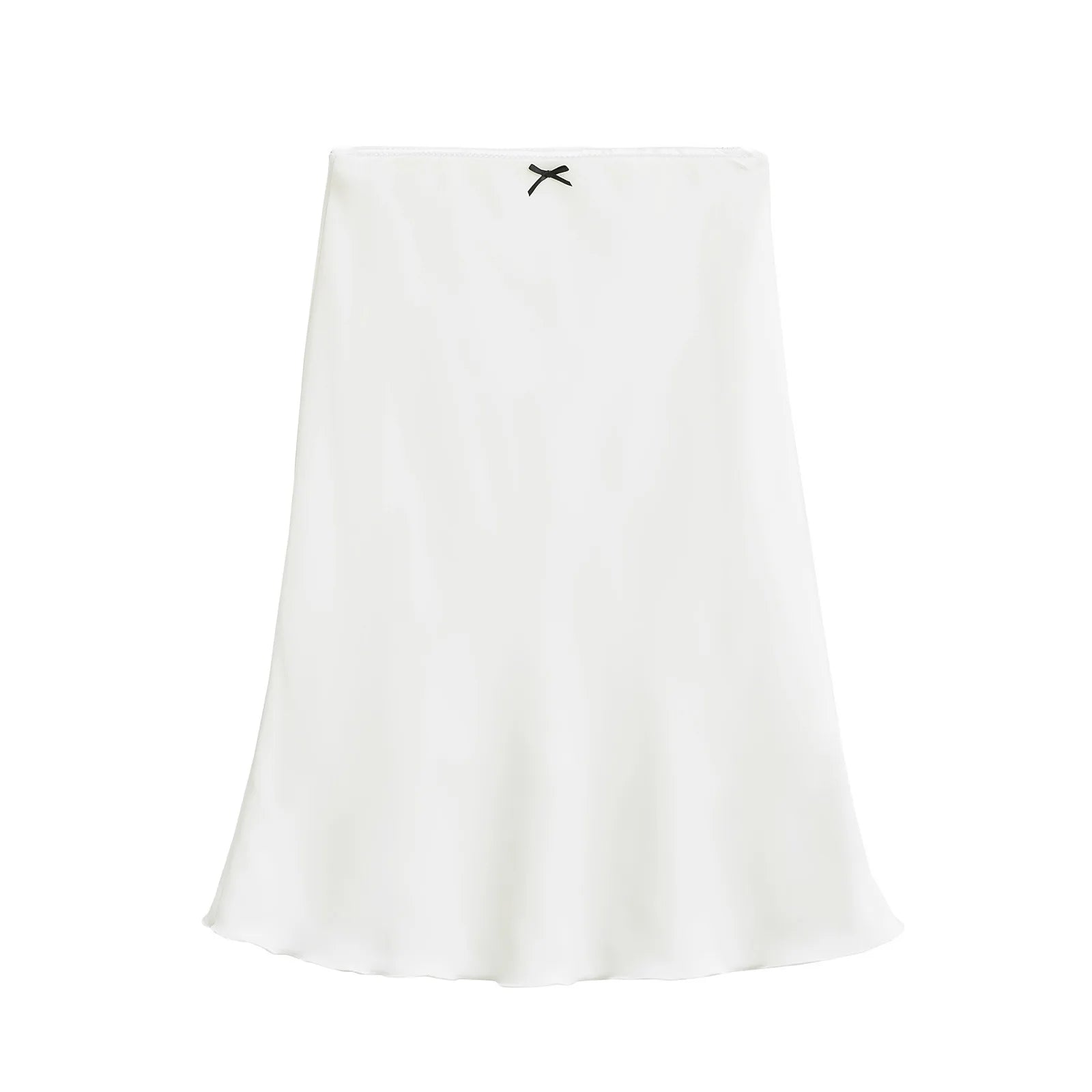 LIZAKOSHT  -  Elegant High-waisted Slimming Contrasting Half-skirt for Women with Bow Accents and A Draping Mid-length Dress