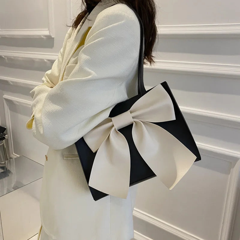 LIZAKOSHT  -  PU Leather Bow Bag Women's Bag New Fashion Trend Shoulder Bag Foreign Temperament Tote Bag Female Handbag