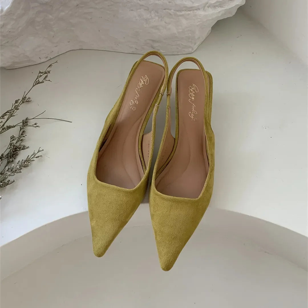 LIZAKOSHT  -  Pointed Toe Elegant Sandals Women Low-heel Office Women Shoes Retro Summer New Shoes Fashion Slingback Shoes Mules Pumps Woman