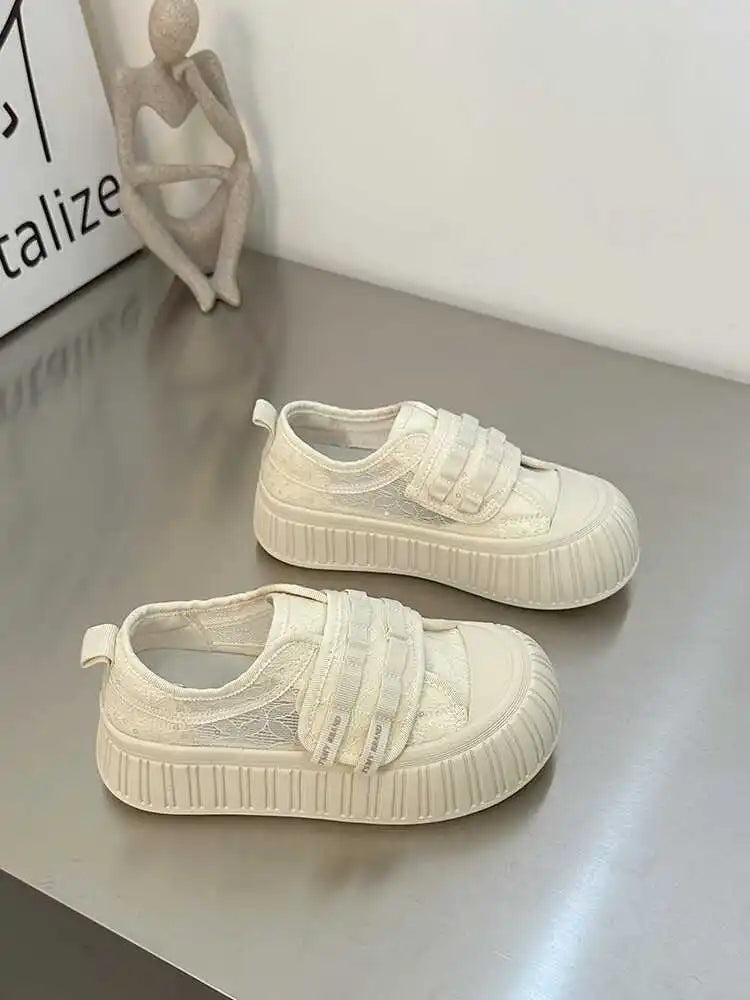 LIZAKOSHT  -  Round Toe Women's Shoes Platform Elegant Slip-on Casual Female Sneakers Clogs Summer Small Slip On New Leisure Lace Sexy Hook &