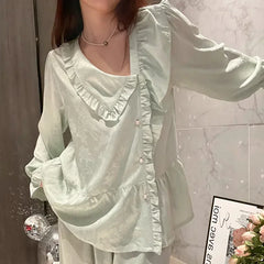LIZAKOSHT  -  Thin Section Jacquard Women's Pajamas Sets Spring and Fall Senior Sense of Elegance Thin Section of Ice Silk Home Wear Sleepwear