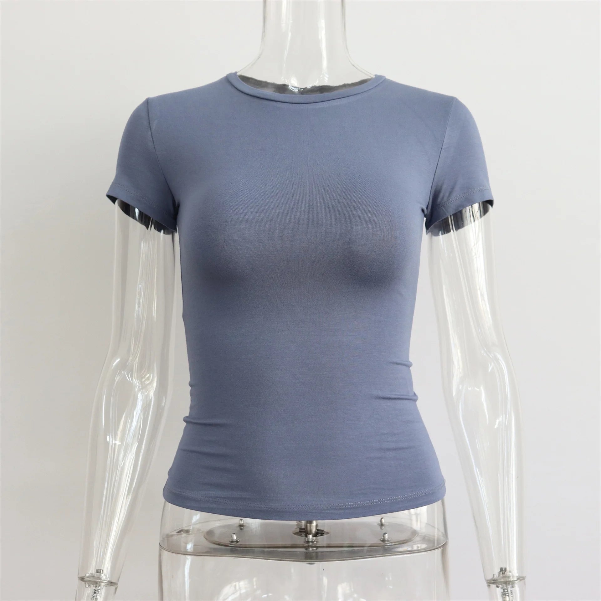 LIZAKOSHT  -  Women Summer Slim High Stretch T Shirts Sexy O-Neck Short Sleeve Tees Summer Tops For Women Clothes