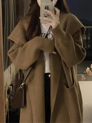 LIZAKOSHT  -  Oversized Knitted Cardigan Women Autumn Winter Thicken Warm Sweater Female Korean Fashion Vintage Casual Long Sleeve Long Coat