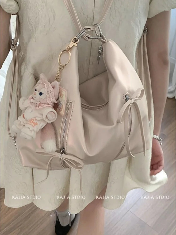 LIZAKOSHT  -  Sweet Girl Zipper Bow Fashion Tote Backpack Casual Big Capacity Schoolbag Student Leisure Travel Backpack
