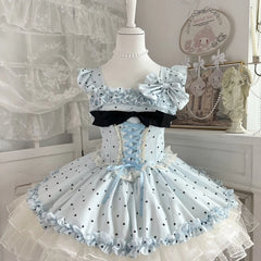 LIZAKOSHT  -  France Sweet Kawaii Lolita Dress Women's Designer Fashion Japanese Cute Thin Polka Dot Patchwork A-line Sling Dresses Clothing