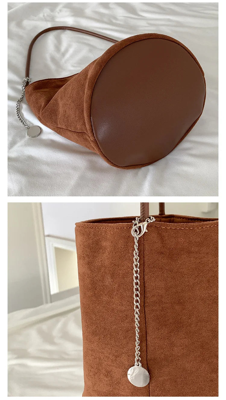 LIZAKOSHT  -  Vintage Tassel ladies bucket shoulder bags small Matte PU Leather lady handbag winter new Faux suede female totes bolsos