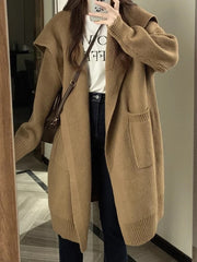 LIZAKOSHT  -  Oversized Knitted Cardigan Women Autumn Winter Thicken Warm Sweater Female Korean Fashion Vintage Casual Long Sleeve Long Coat