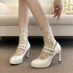 LIZAKOSHT  -  Designer Luxury Thick Heel Women Mary Jane Shoes Concise Shallow Belt Buckle Shoes Ladies Outdoor Elegant Dress Dancing Pumps