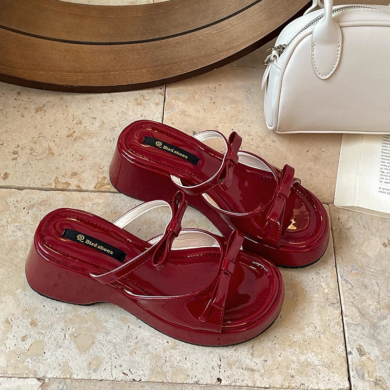 LIZAKOSHT  -  New Summer Concise Open Toe Women Slippers Fashion Platform Wedges Heel Shoes Comfort Beach Vacation Dress Female Slides