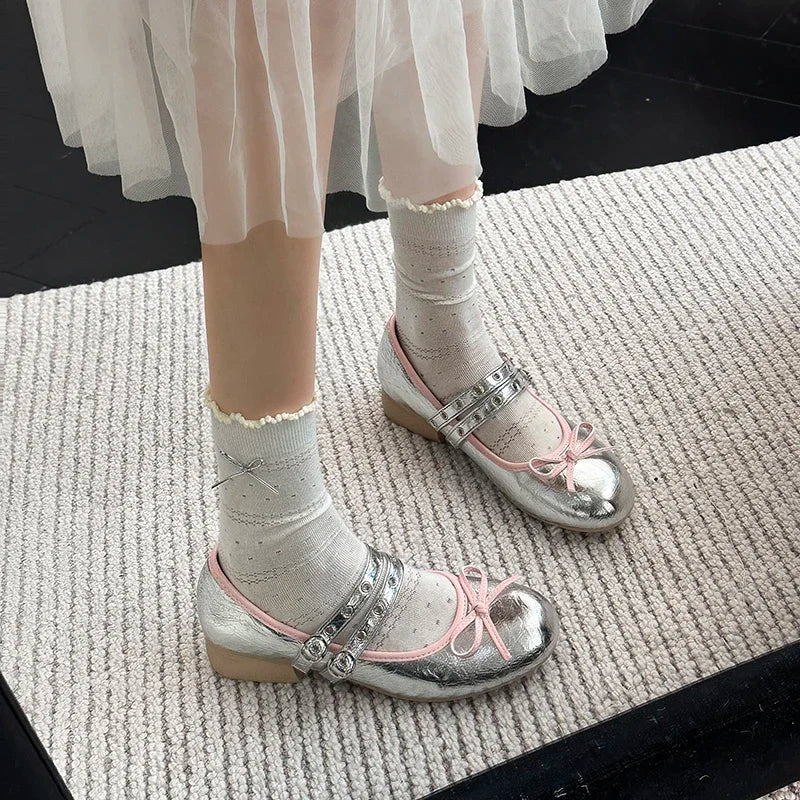 LIZAKOSHT  -  Lolita Style Sweet Low Heel Women Mary Jane Shoes Designer Buckle Strap Pumps Ladies Eelgant Floral Print Dress Leather Shoes