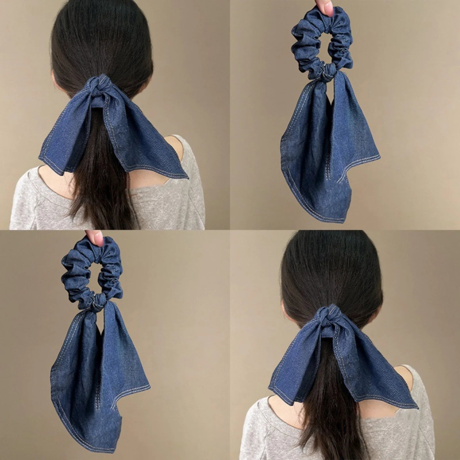 LIZAKOSHT  -  1PC Peopeo Cowboy Hair Rope Vintage Temperament Ponytail Large Intestine Hair Rings Korean Marble Headband Coiled Hair