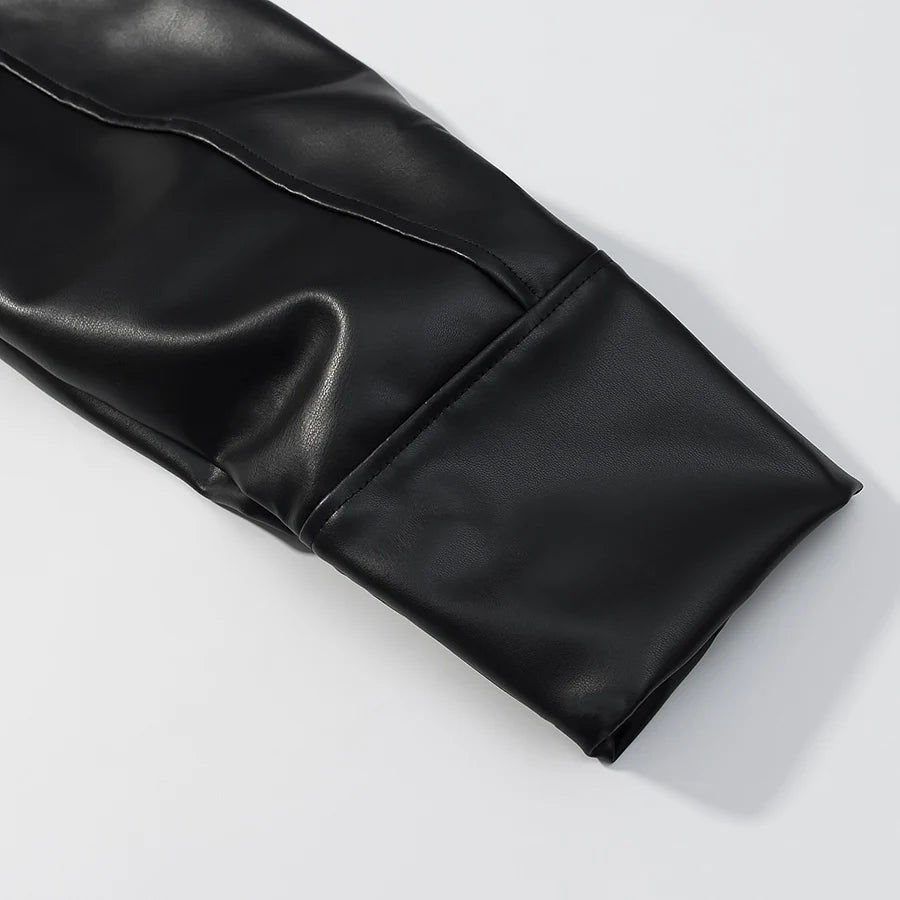 LIZAKOSHT  -  Retro Stand Collar Punk Style Leather Short Jacket European And American Autumn New Leather Jacket