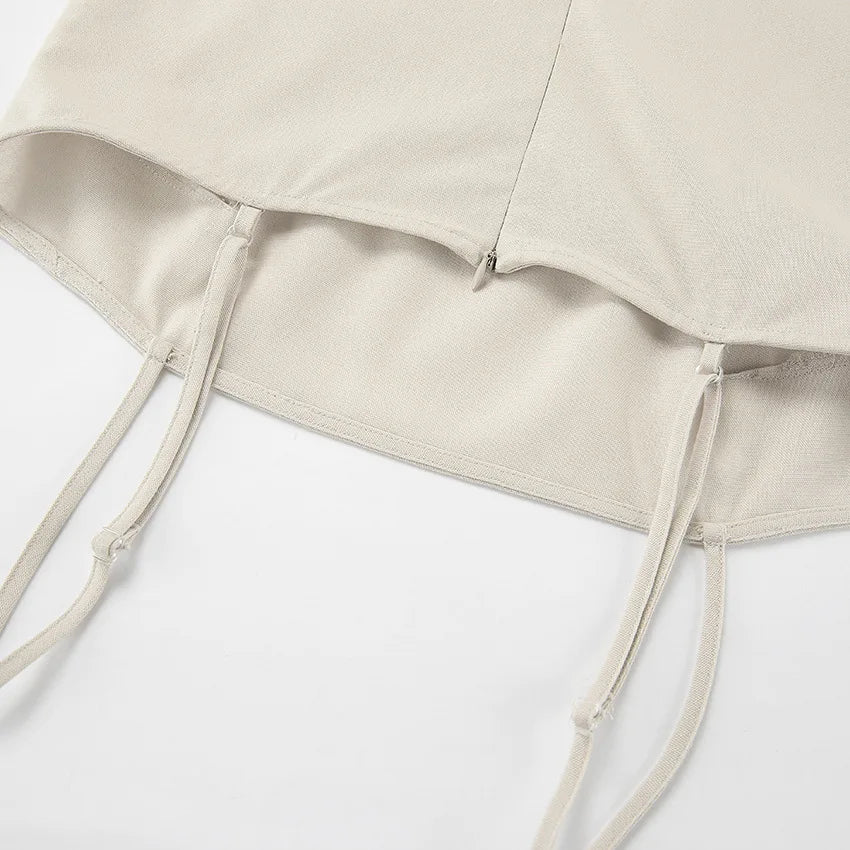 LIZAKOSHT  -  Spring and Summer Commuting Khaki Cotton and Linen Suspender Dress Women's Fashion Loose A-shaped Long Dress