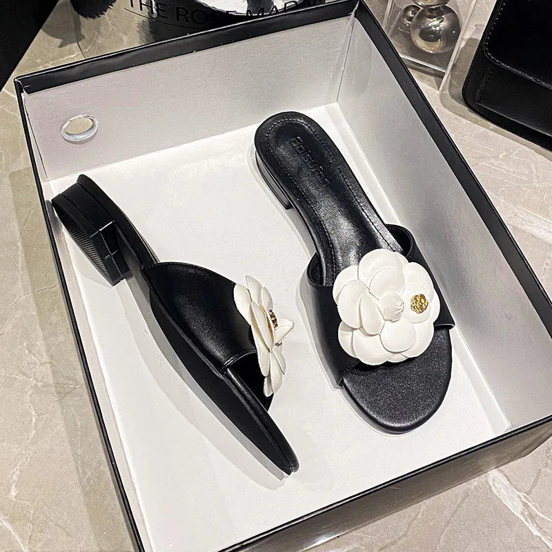 LIZAKOSHT  -  Flower Designer Women's Slippers Summer Casual Slides Female Fashion Vacation Low Heel Comfortable Beach Sandals Women