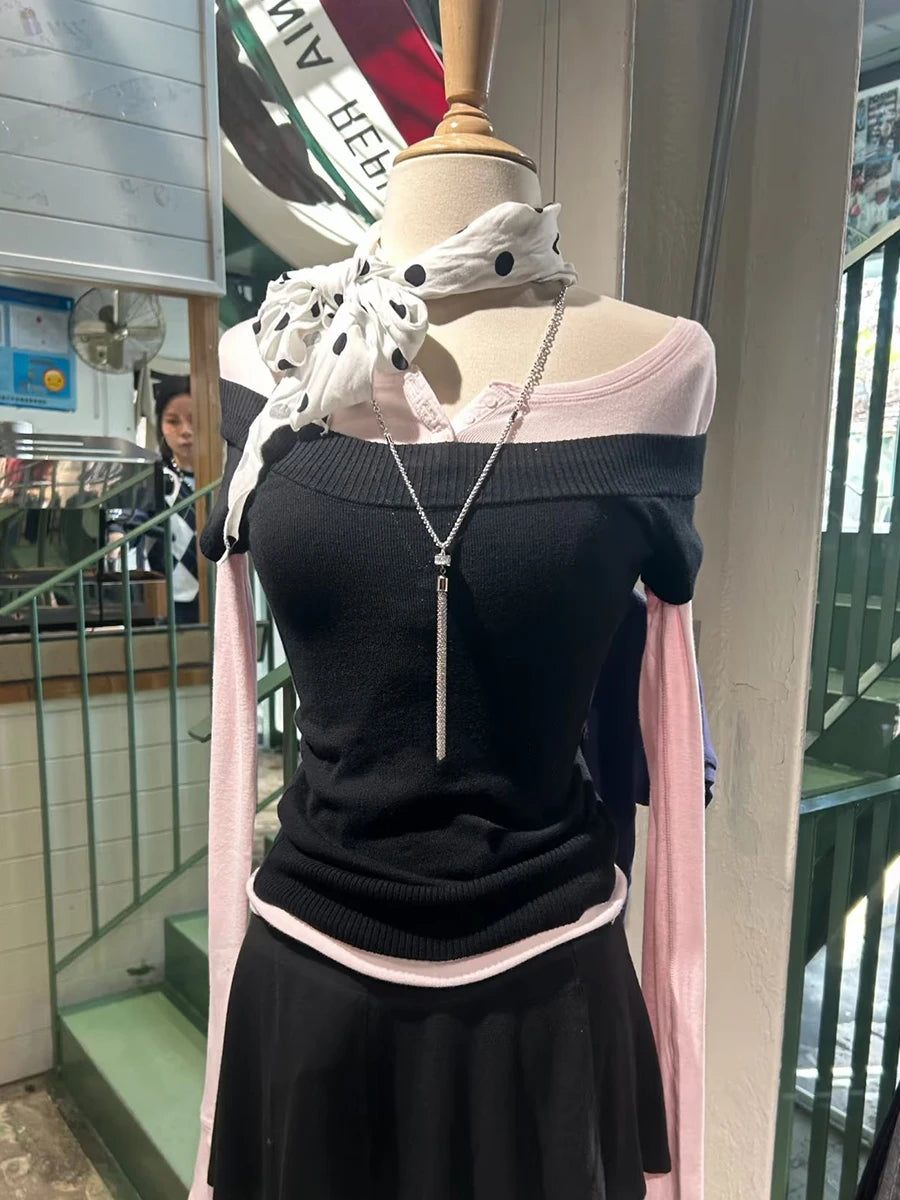 LIZAKOSHT  -   Black Knitted Slim T-shirts Woman Summer Scoop Neck Short Sleeve Cotton Tee Shirt Female Casual Simple Solid All-match Crop Tops