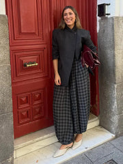 LIZAKOSHT  -  Women's Spring Fashion Versatile Bloomers Plaid Printed Loose Pants Female High-waist Drawstring Casual Trousers