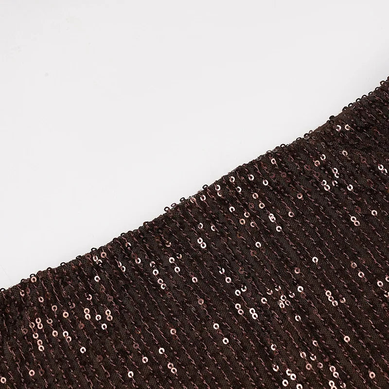 LIZAKOSHT  -  Retro Glitter Dress Sets Sexy V-neck Shiny Backless Lace-up Vest Glitter Skirt Set Fashion Party Club Women Dress Sets