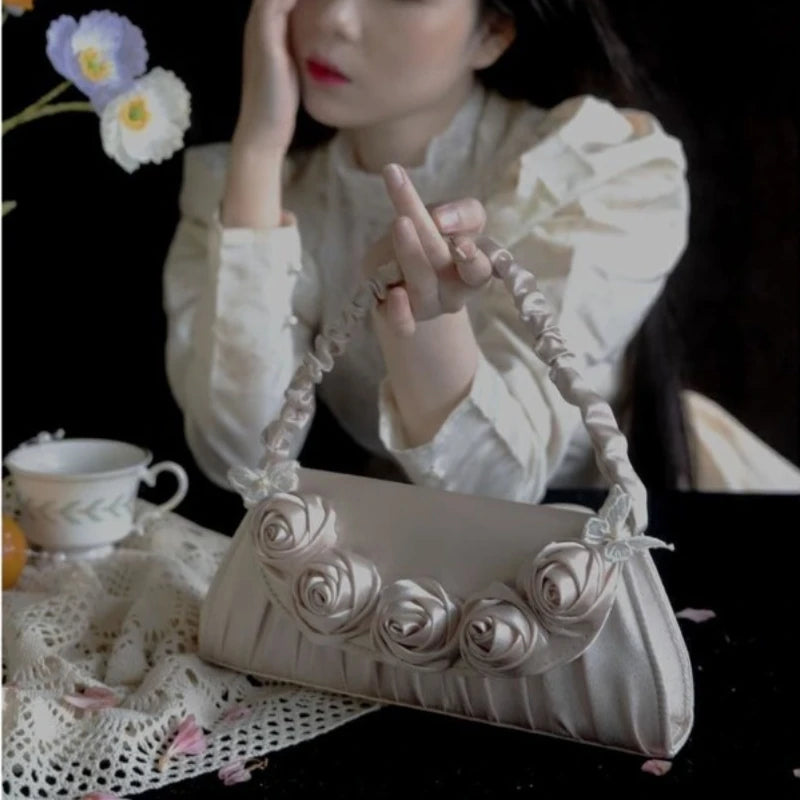 LIZAKOSHT  -  Top-Handle Bags for Women Vintage Fashion Patchwork Flower Clutches Office Lady Elegant Fairy Handbags Y2k Aesthetic All Match