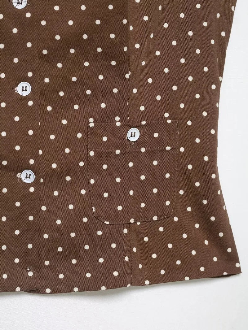 LIZAKOSHT  -  Vintage American Office Lady Women T Shirt Y2k Fashion Popular Polka Dot Print Thin Punk Clothes Harajuku Slim Waist Buttons Top